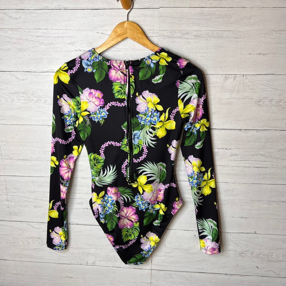 Hurley Bath Suit Womens Size Large Colorful Floral One Piece Cut Out Twist Front - Picture 14 of 16
